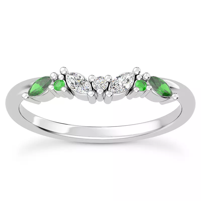 Butterfly and Bee Vine Twist Emerald Band