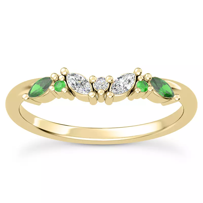 Butterfly and Bee Vine Twist Emerald Band