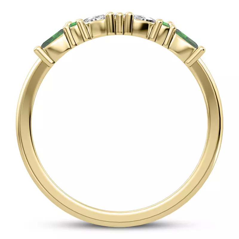 18K Yellow Gold Butterfly and Bee Vine Twist Emerald Band
