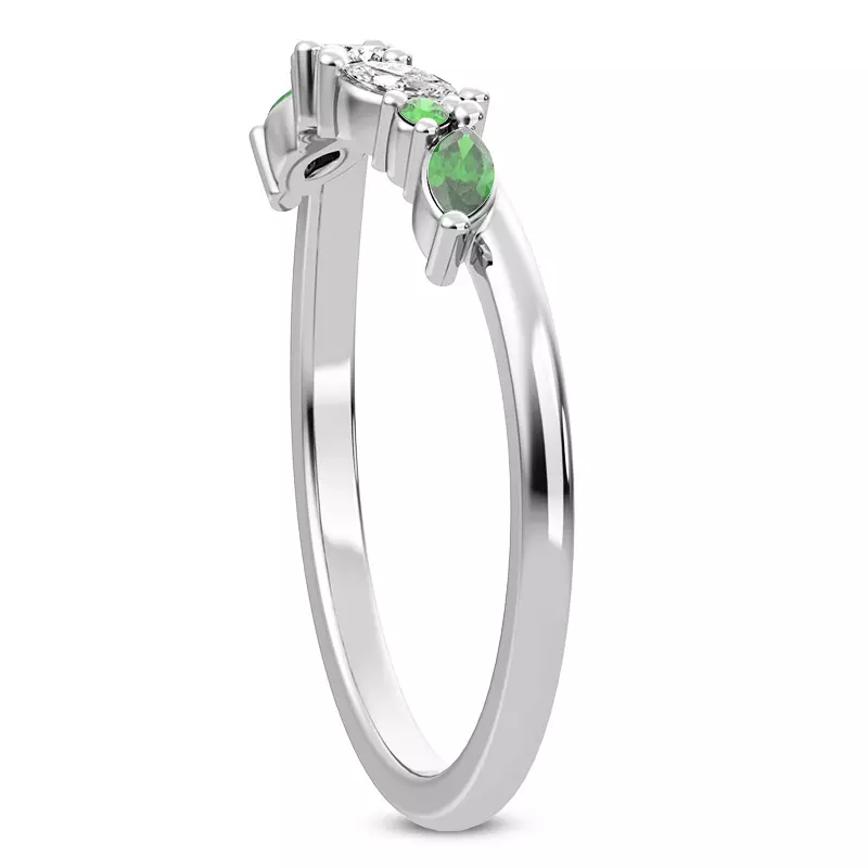 Platinum Butterfly and Bee Vine Twist Emerald Band