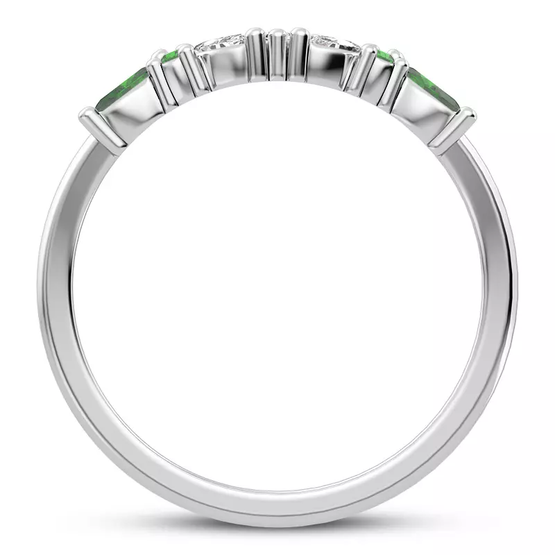 Platinum Butterfly and Bee Vine Twist Emerald Band