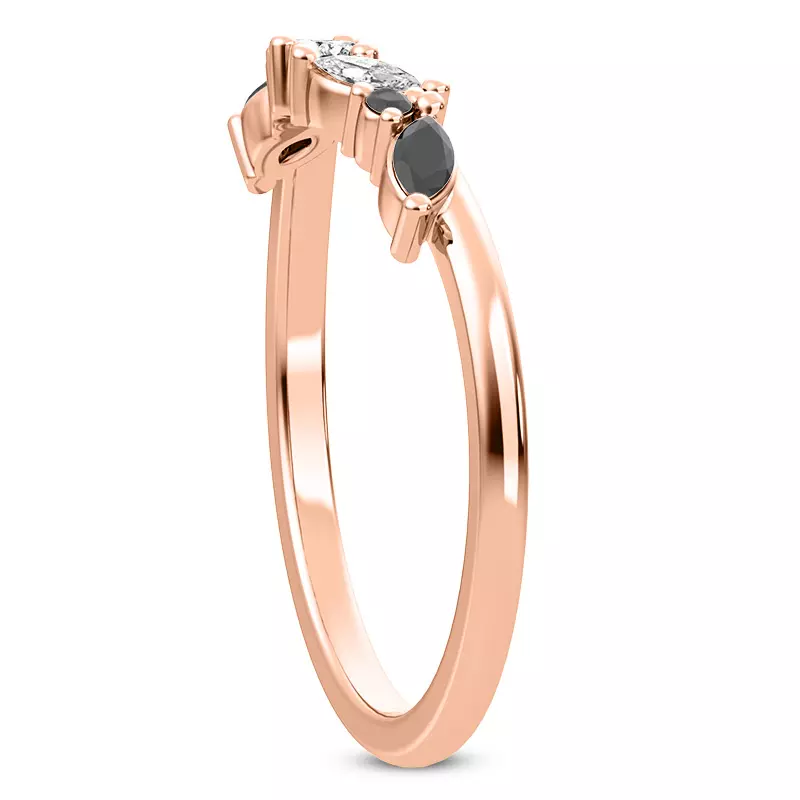 14K Rose Gold Butterfly and Bee Black Diamond Band
