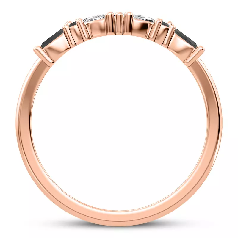 14K Rose Gold Butterfly and Bee Black Diamond Band