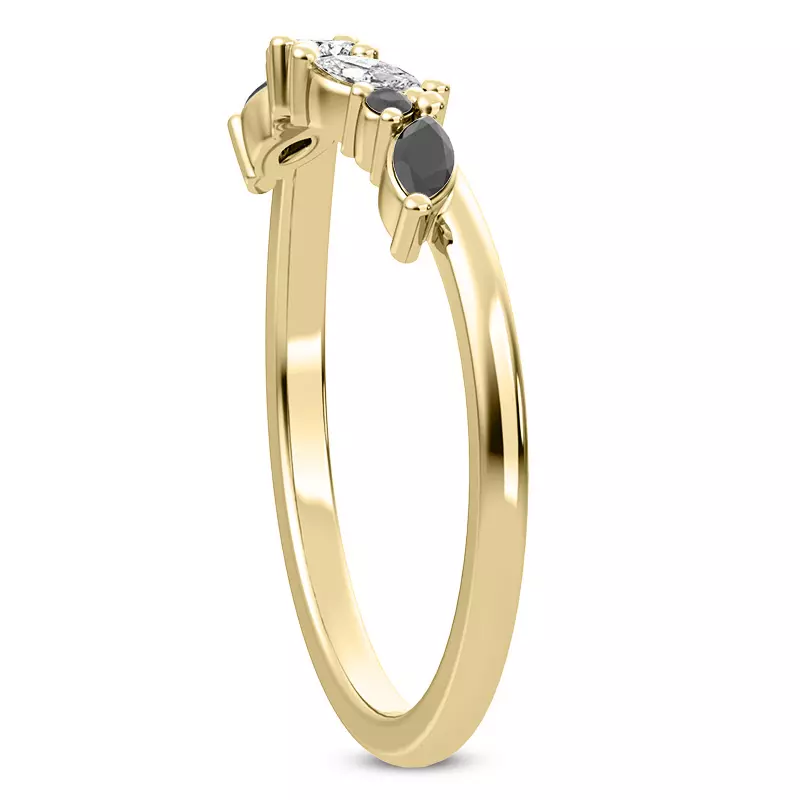 18K Yellow Gold Butterfly and Bee Black Diamond Band