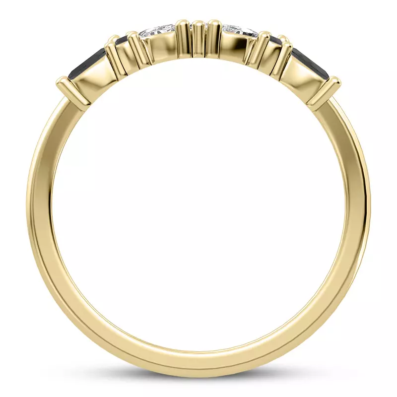 18K Yellow Gold Butterfly and Bee Black Diamond Band