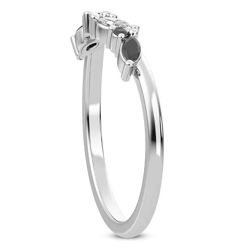 Platinum Butterfly and Bee Black Diamond Band