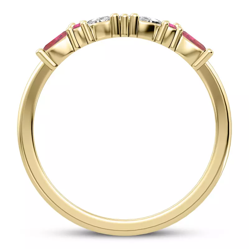 18K Yellow Gold Butterfly and Bee Vine Twist Ruby Band