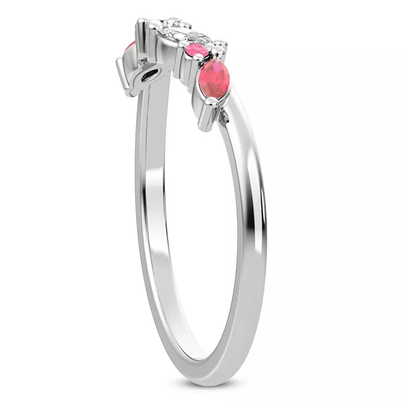 Platinum Butterfly and Bee Vine Twist Ruby Band