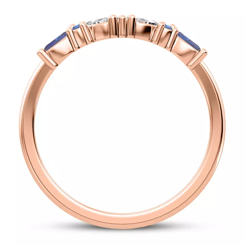 14K Rose Gold Butterfly and Bee Sapphire & Diamond Band