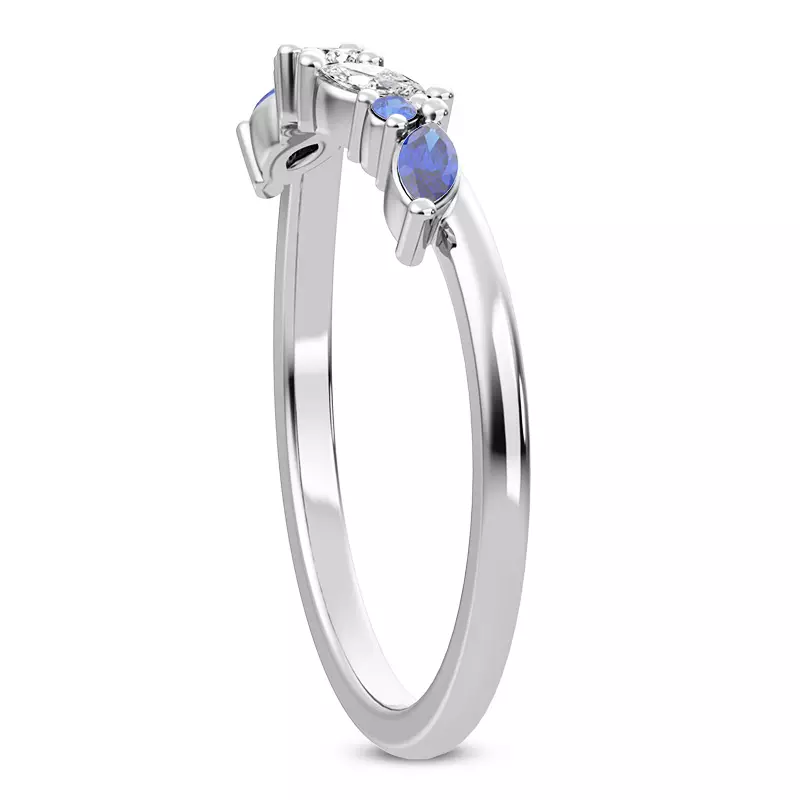 18K White Gold Butterfly and Bee Sapphire & Diamond Band