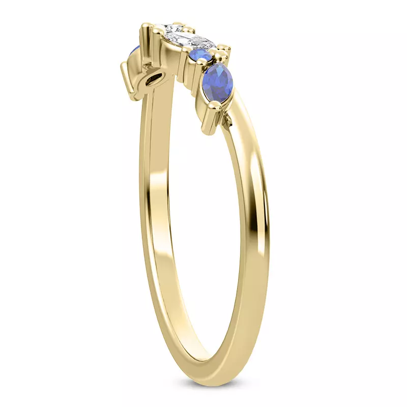 18K Yellow Gold Butterfly and Bee Sapphire & Diamond Band