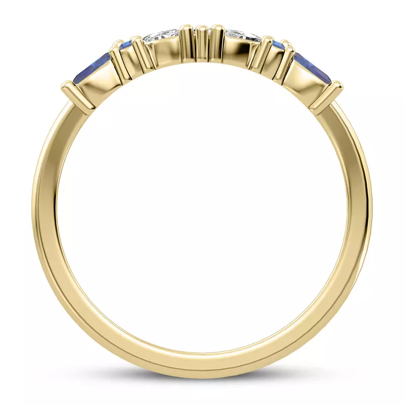 18K Yellow Gold Butterfly and Bee Sapphire & Diamond Band