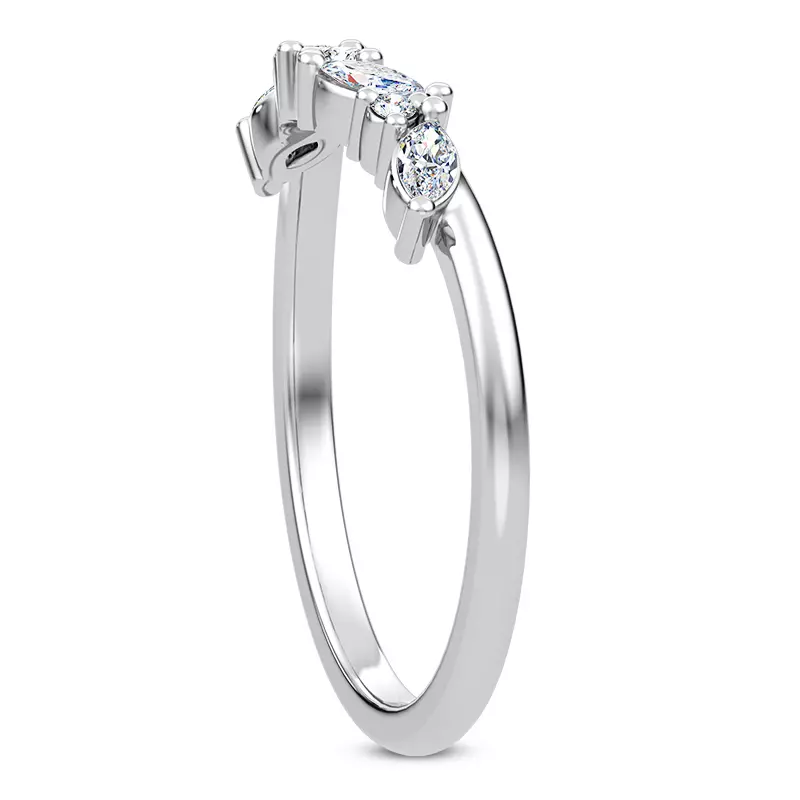 14K White Gold Butterfly And Bee Curved Lab Diamond Band 