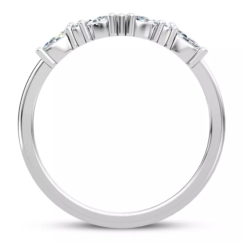 14K White Gold Butterfly And Bee Curved Lab Diamond Band 