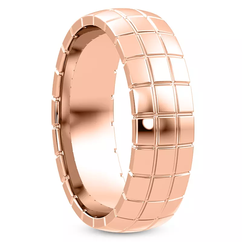 14K Rose Gold Grid-Pattern Band (6mm)