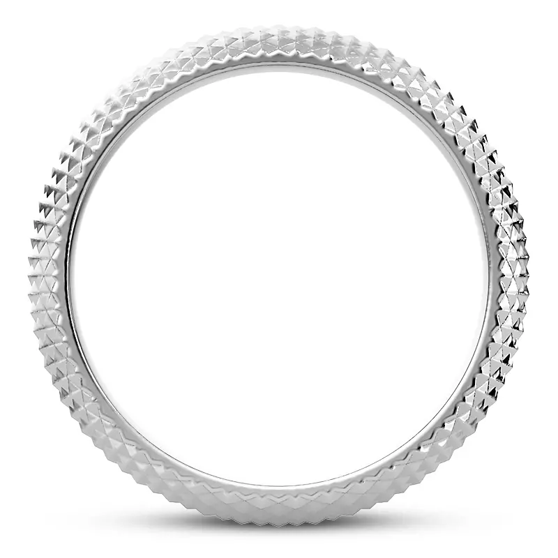 14K White Gold Diamond-Pattern Band (9mm)