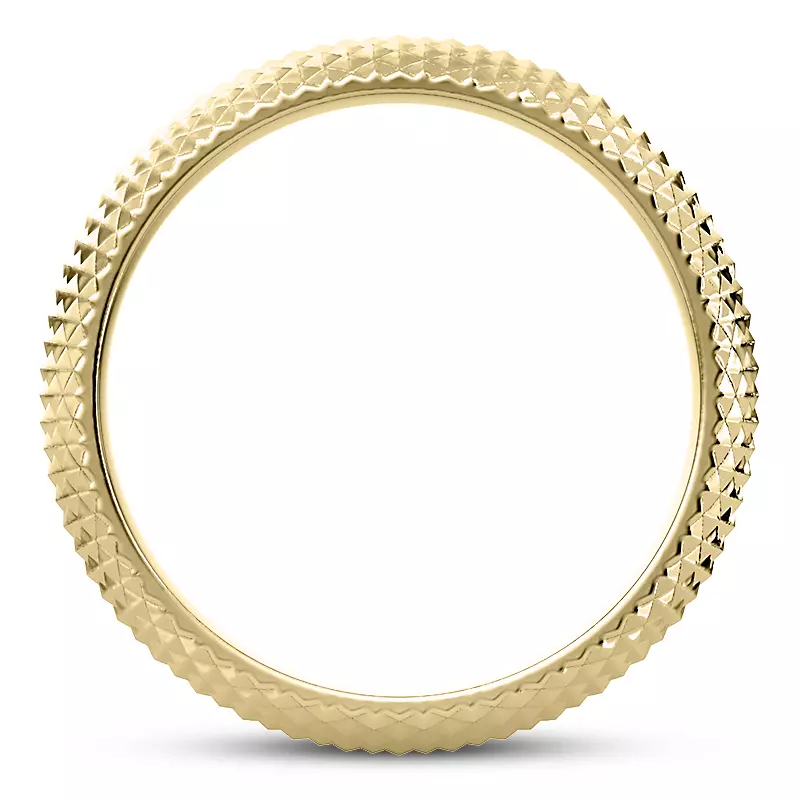 14K Yellow Gold Diamond-Pattern Band (9mm)