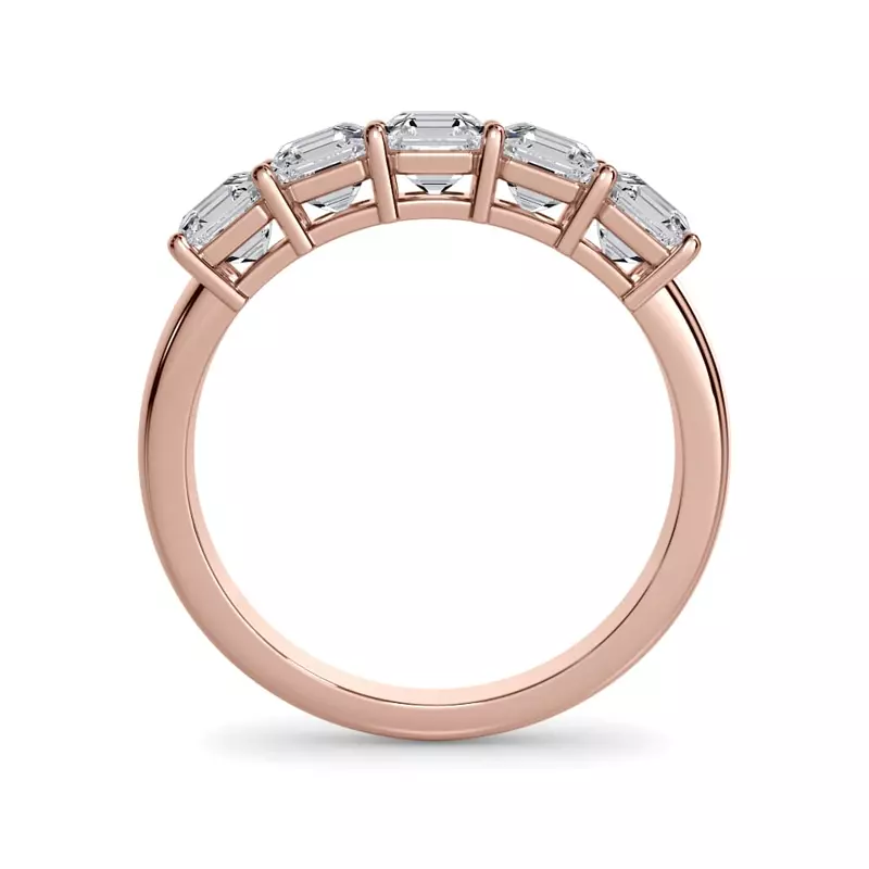 18K Rose Gold Asscher Cut Lab Diamond 5 Stone Ring (1.50 ct. tw.)