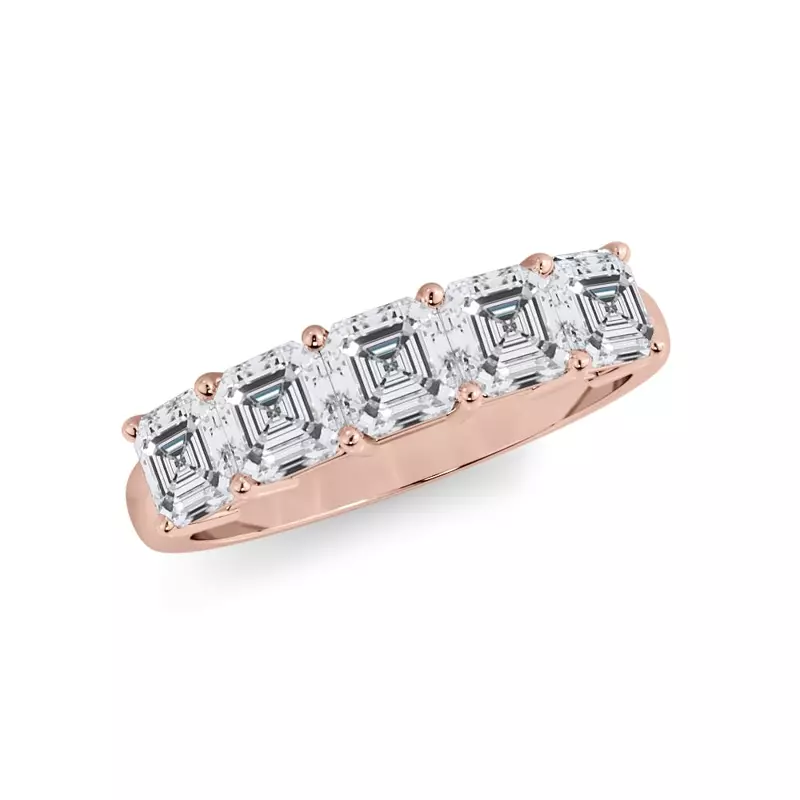 18K Rose Gold Asscher Cut Lab Diamond 5 Stone Ring (1.50 ct. tw.)