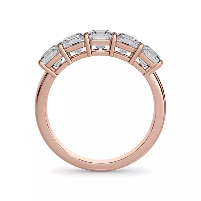 14K Rose Gold Asscher Cut Lab Diamond 5 Stone Ring (2.00 ct. tw.)