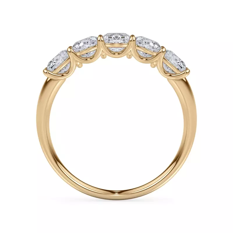 18K Yellow Gold Cushion Cut Diamond 5 Stone Ring (1.50 ct. tw.)