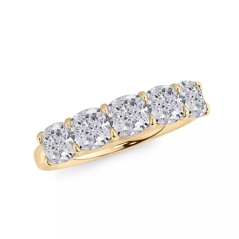 14K Yellow Gold Cushion Cut Lab Diamond 5 Stone Ring (2.00 ct. tw.)