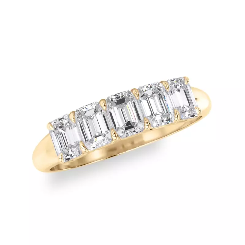 18K Yellow Gold Emerald Cut Lab Diamond 5 Stone Ring (1.00 ct. tw.)