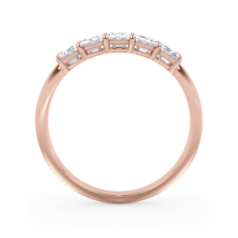 18K Rose Gold Emerald Cut Diamond 5 Stone Ring (1.00 ct. tw.)
