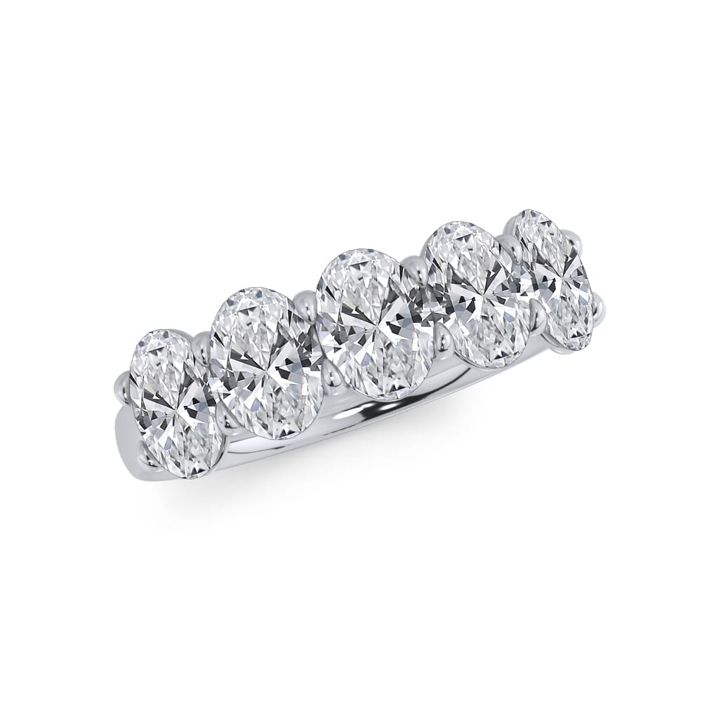18K White Gold Oval Cut Diamond 5 Stone Ring (2.00 ct. tw.)