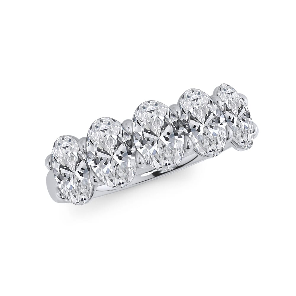 14K White Gold Oval Cut Diamond 5 Stone Ring (2.50 ct. tw.)