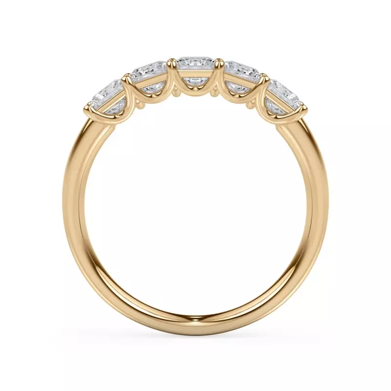 14K Yellow Gold Princess Cut Lab Diamond 5 Stone Ring (1.00 ct. tw.)