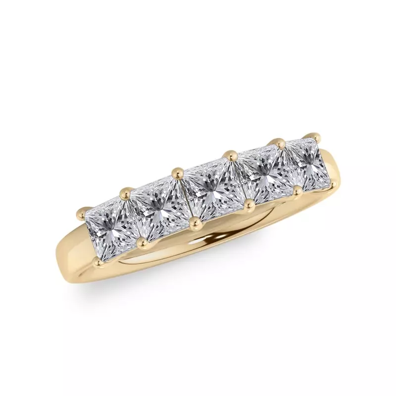 14K Yellow Gold Princess Cut Lab Diamond 5 Stone Ring (1.00 ct. tw.)