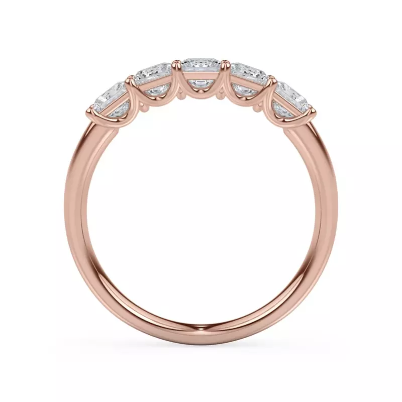 18K Rose Gold Princess Cut Lab Diamond 5 Stone Ring (1.00 ct. tw.)