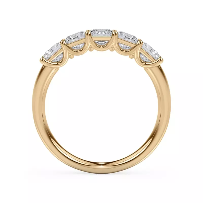 14K Yellow Gold Princess Cut Lab Diamond 5 Stone Ring (1.50 ct. tw.)