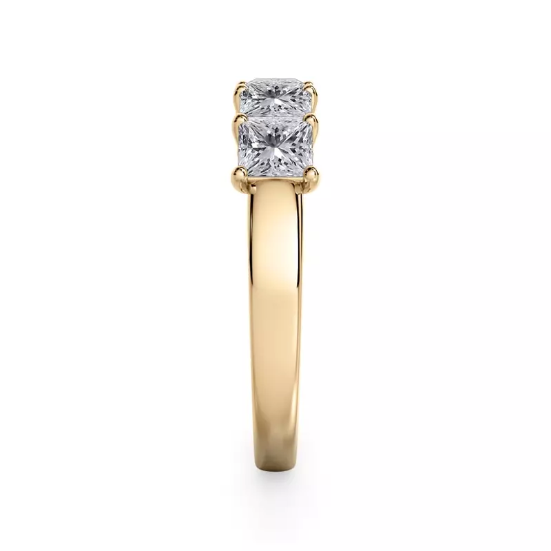 14K Yellow Gold Princess Cut Lab Diamond 5 Stone Ring (1.50 ct. tw.)