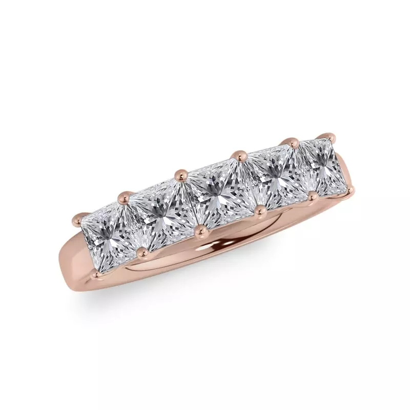 18K Rose Gold Princess Cut Diamond 5 Stone Ring (1.50 ct. tw.)
