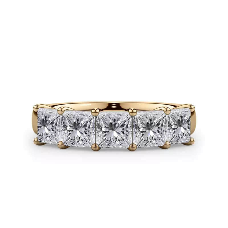 14K Yellow Gold Princess Cut Lab Diamond 5 Stone Ring (2.00 ct. tw.)