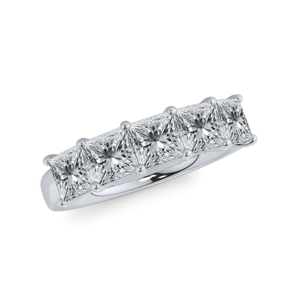 Platinum Princess Cut Lab Diamond 5 Stone Ring (2.00 ct. tw.)