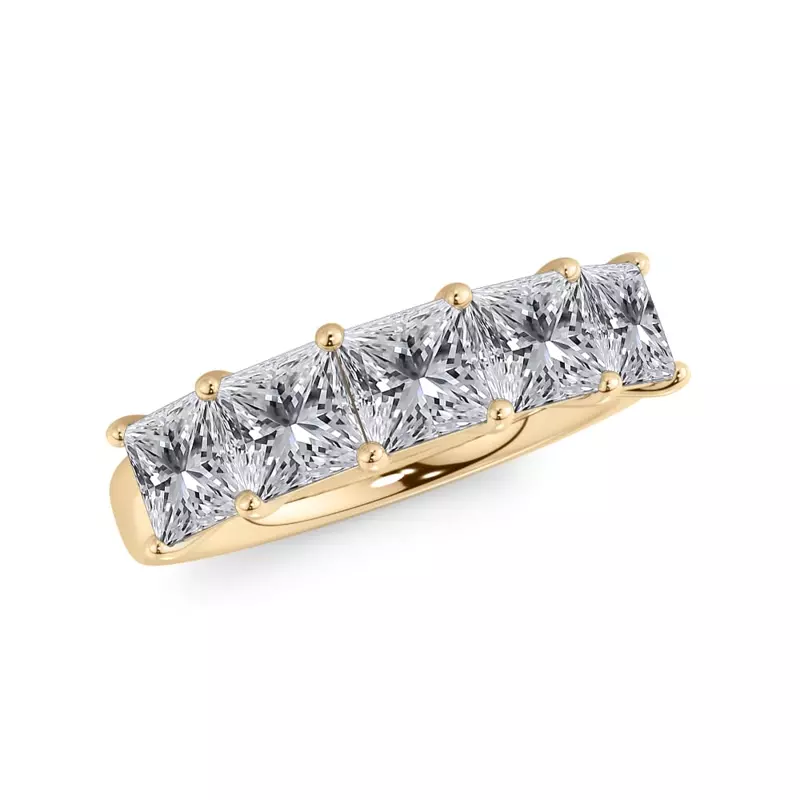 14K Yellow Gold Princess Cut Lab Diamond 5 Stone Ring (2.50 ct. tw.)