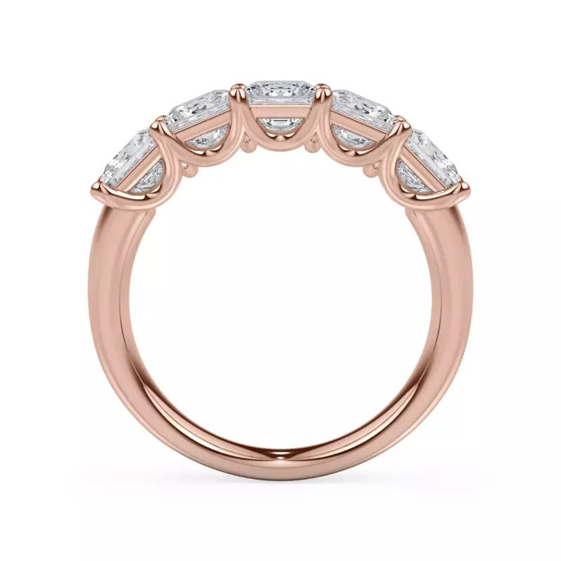 18K Rose Gold Princess Cut Lab Diamond 5 Stone Ring (2.50 ct. tw.)