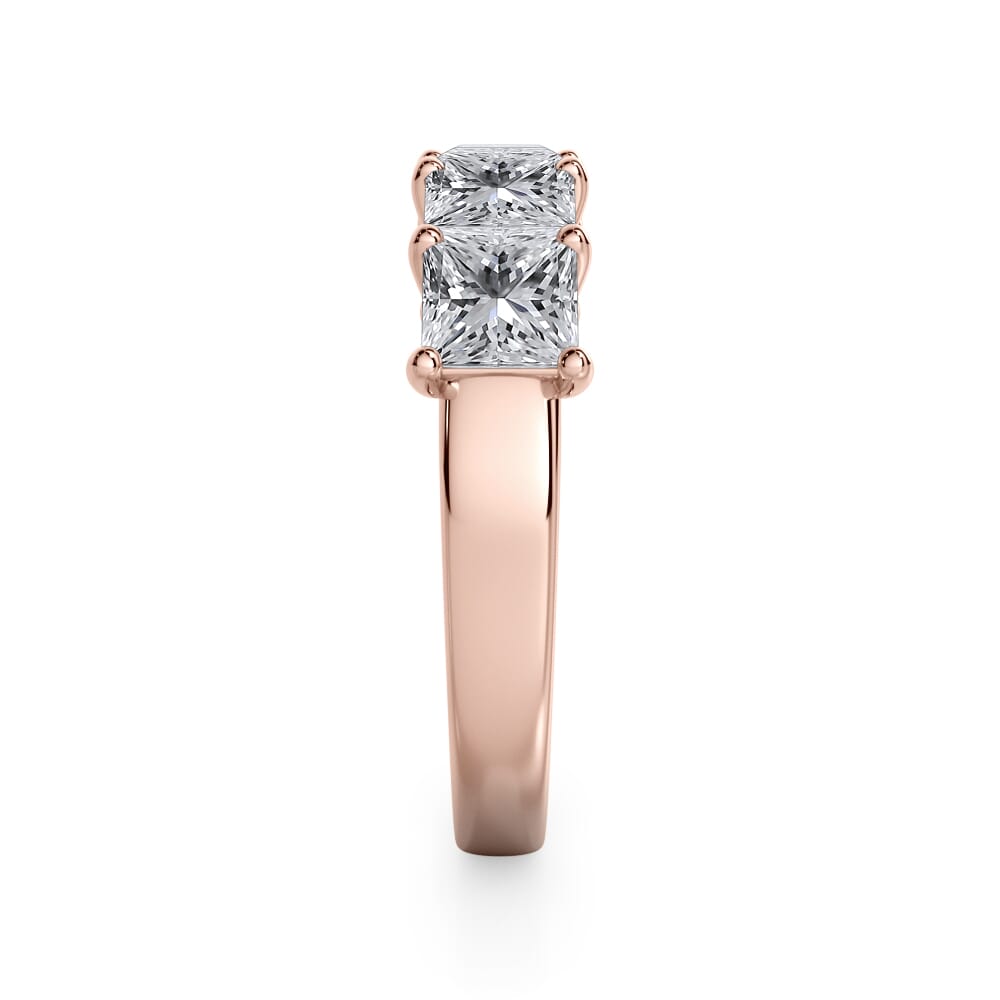 18K Rose Gold Princess Cut Lab Diamond 5 Stone Ring (2.50 ct. tw.)