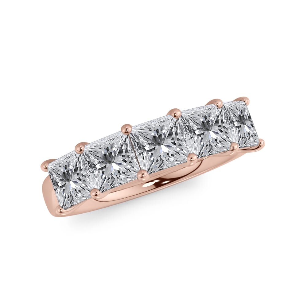 18K Rose Gold Princess Cut Diamond 5 Stone Ring (2.50 ct. tw.)