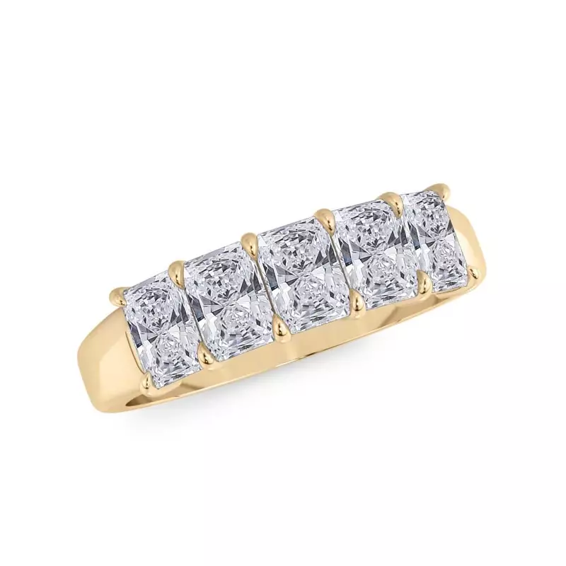 18K Yellow Gold Radiant Cut Lab Diamond 5 Stone Ring (1.50 ct. tw.)