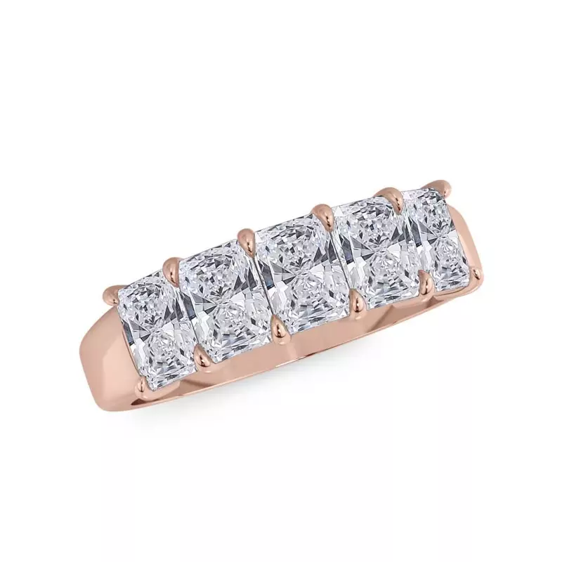 18K Rose Gold Radiant Cut Lab Diamond 5 Stone Ring (2.00 ct. tw.)