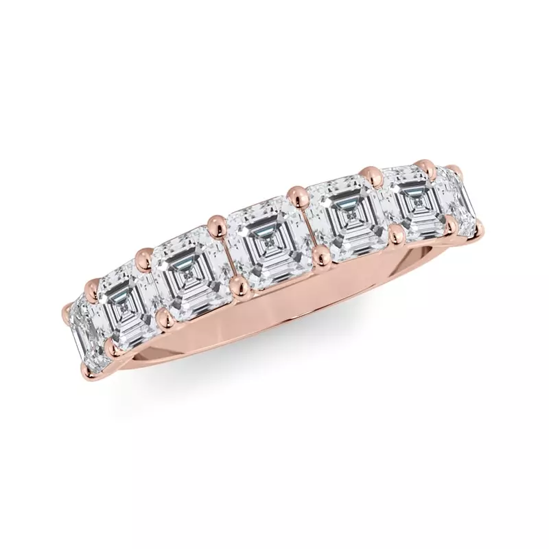 18K Rose Gold Asscher Cut Lab Diamond 7 Stone Ring (2.00 ct. tw.)