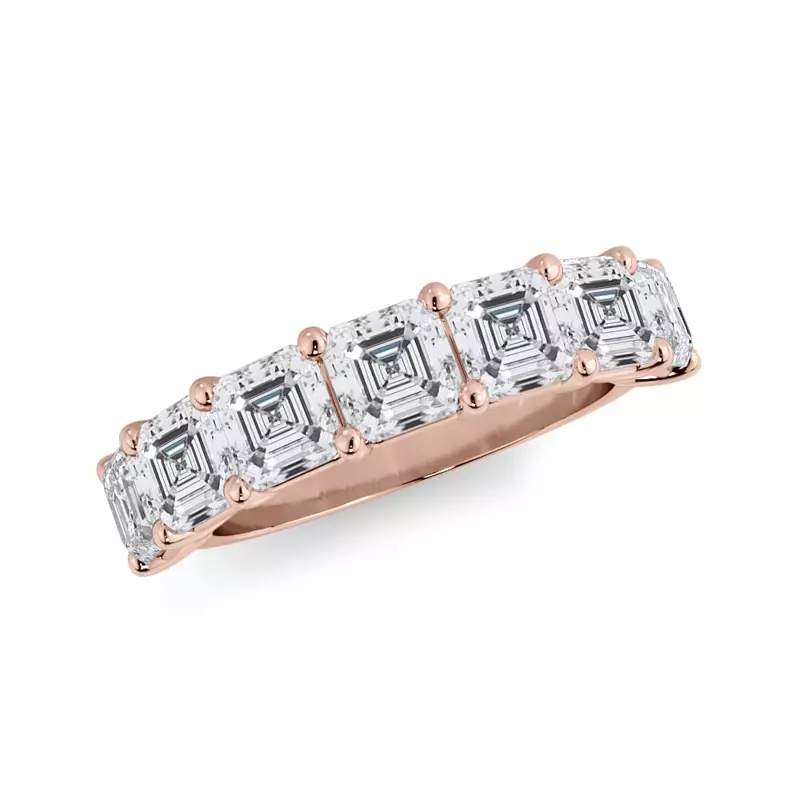 18K Rose Gold Asscher Cut Lab Diamond 7 Stone Ring (3.00 ct. tw.)