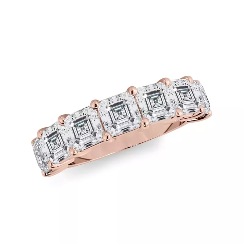 18K Rose Gold Asscher Cut Lab Diamond 7 Stone Ring (3.50 ct. tw.)