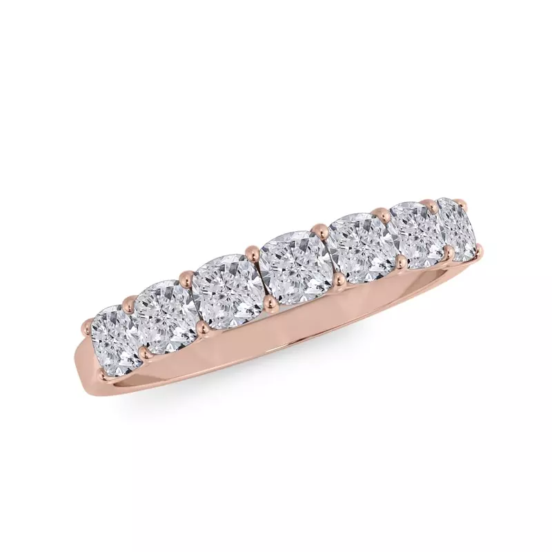 14K Rose Gold Cushion Cut Lab Diamond 7 Stone Ring (1.00 ct. tw.)