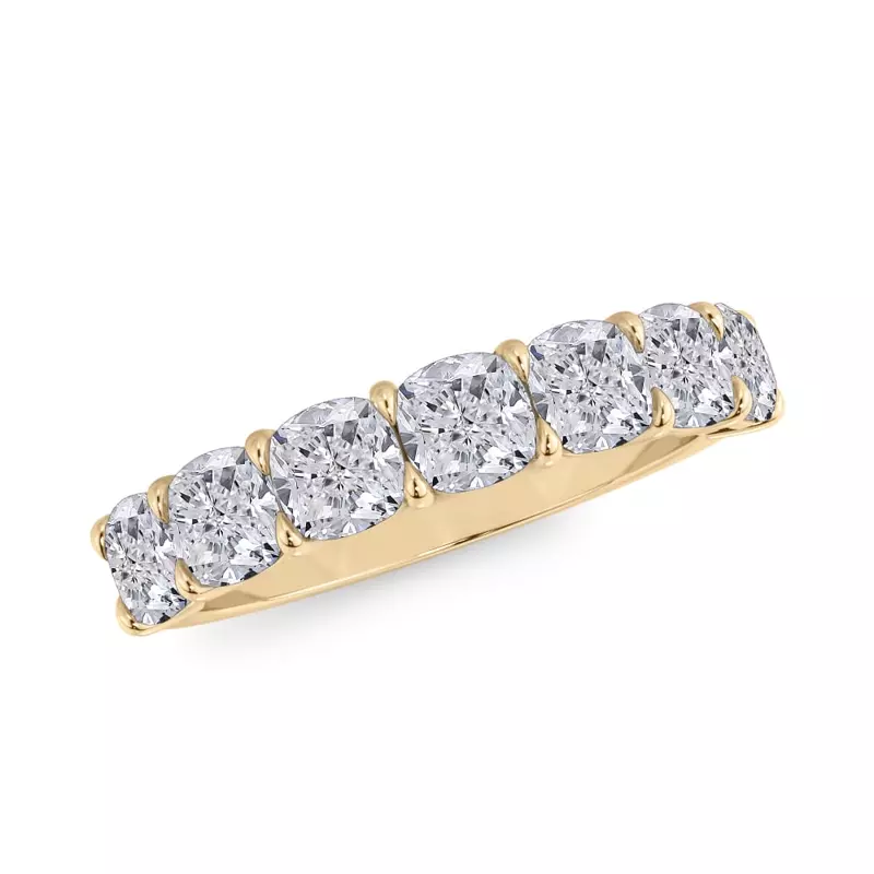 14K Yellow Gold Cushion Cut Lab Diamond 7 Stone Ring (2.00 ct. tw.)