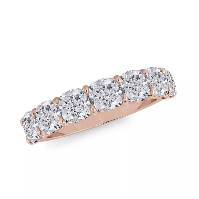 14K Rose Gold Cushion Cut Lab Diamond 7 Stone Ring (3.00 ct. tw.)